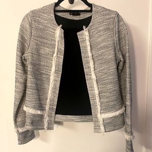 Club Monaco Tweed cropped jacket with fringes- size xs